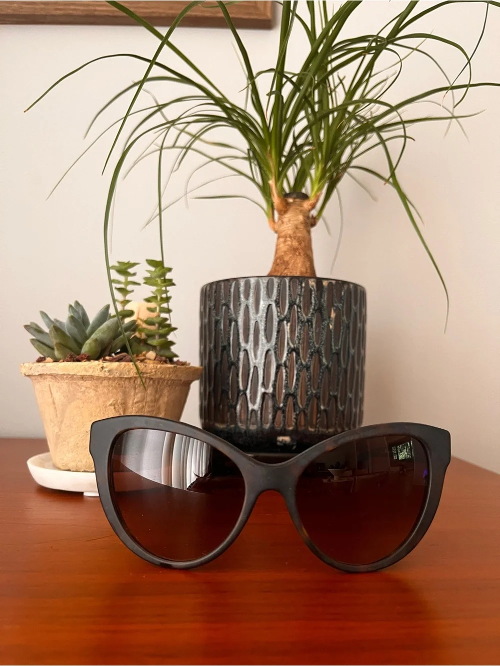 Burberry B4220 Cat Eye Sunglasses with Gold Plaid Temples